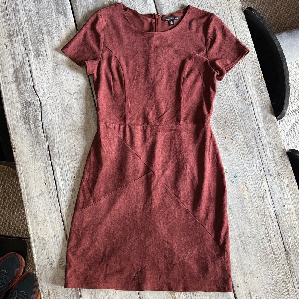 41 Hawthorn Brick Red Faux suede dress with lining